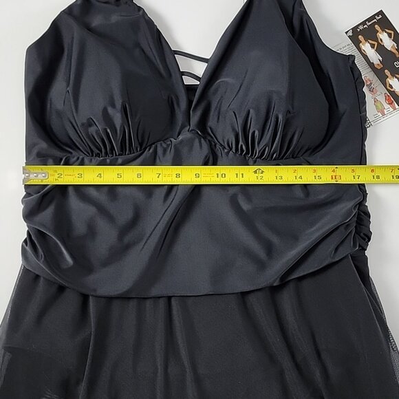 Carol Wior 3 Way Slimsuit Sarong Suit Shape Detector Black One Piece Size 24W - Picture 13 of 16